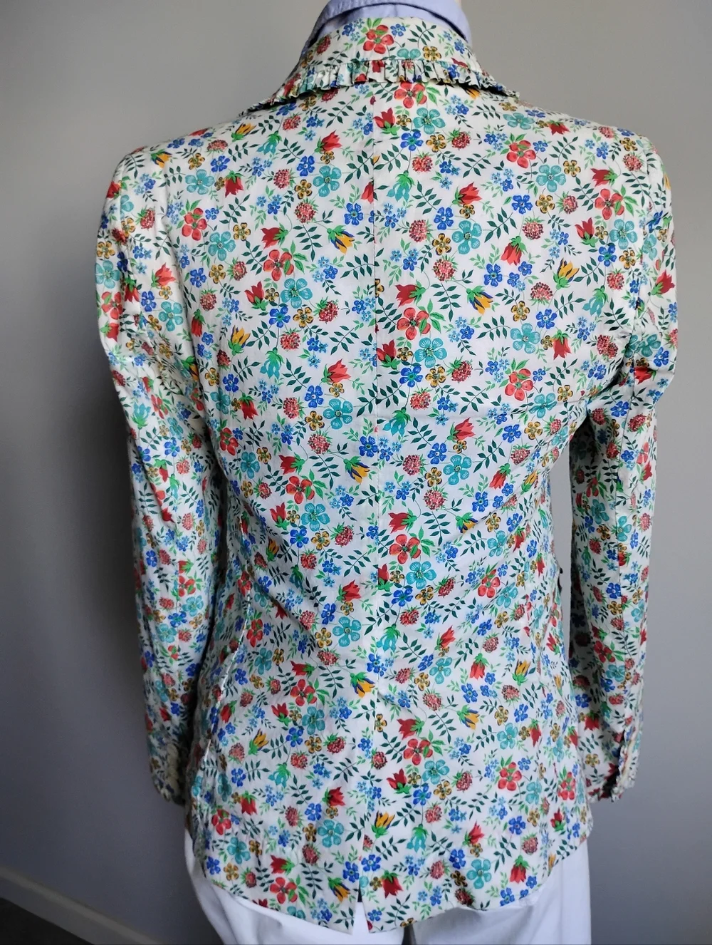 J. Crew Liberty Art Fabric Edenham Blazer Micro Ruffle Floral Classic Size 4